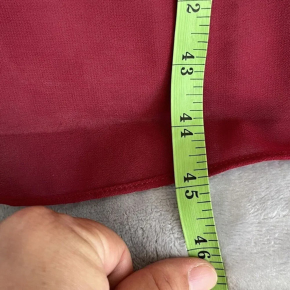 Cinnamon Girl Chiffon Slip Dress S Red Sleeveless Tiered‎ Asymmetrical Hem Midi - Picture 10 of 10